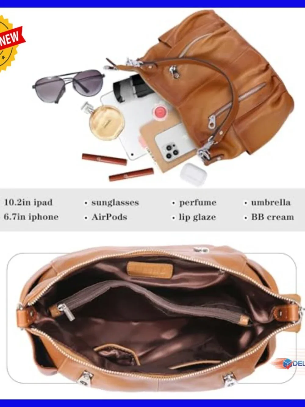 Genuine Leather Hobo Bag Crossbody Satchel Tote with Removable Straps